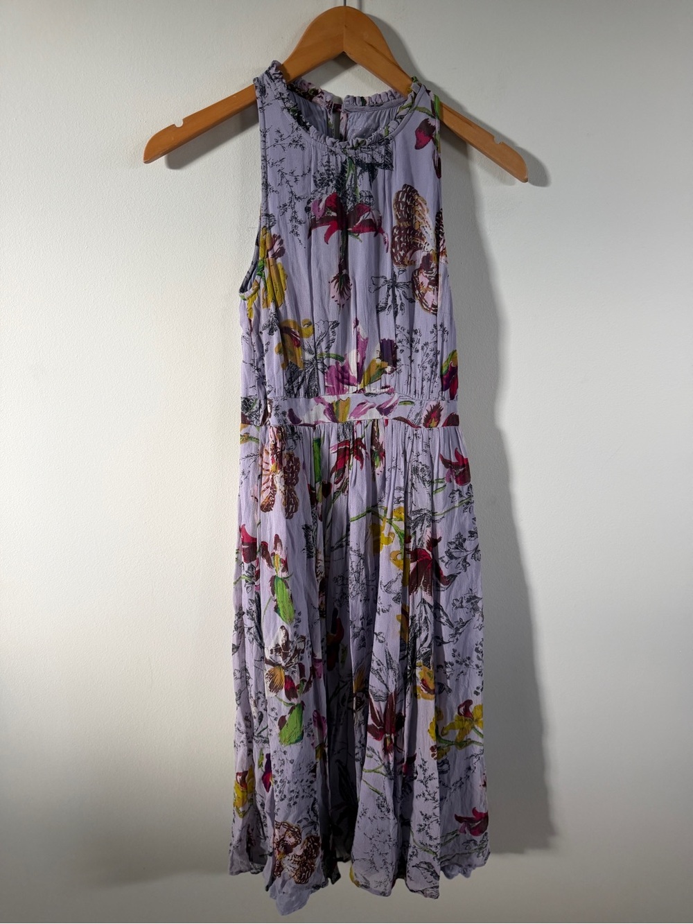 By Anthropologie Lavender Floral Maxi Dress sleeveless size 0 - Picture 2 of 8